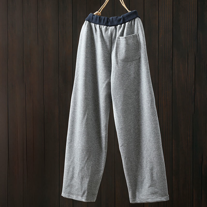 Buddha Stones秋冬 無地 カラーブロック レディース コットンパンツ ポケット付き - image 3