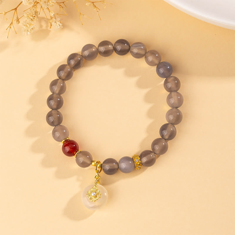 Buddha Stonesグレーアゲート レッドアゲート カルセドニー バランスブレスレット - image 2