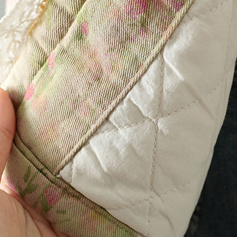 Buddha Stones冬用レースパッチワーク 長袖コットン レディース サーマルジャケット ポケット付き - image 12