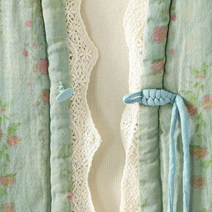 Buddha Stones冬用レースパッチワーク 長袖コットン レディース サーマルジャケット ポケット付き - image 18