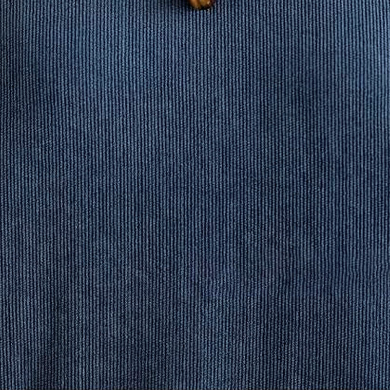 Buddha Stones秋冬 無地 ダークブルー 長袖 コーデュロイ ミディドレス ポケット付き - image 9