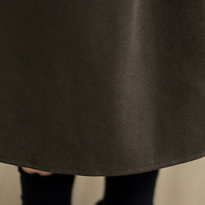 Buddha Stonesレディース 冬用 純色 コットン 7-8丈 伸縮性ウエストバンド ポケット付きスカート - image 9