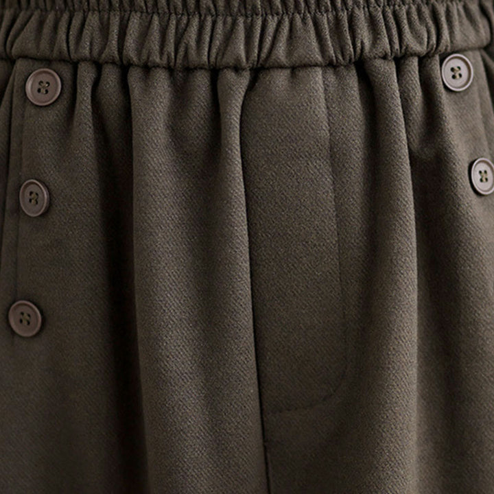 Buddha Stonesレディース 冬用 純色 コットン 7-8丈 伸縮性ウエストバンド ポケット付きスカート - image 7