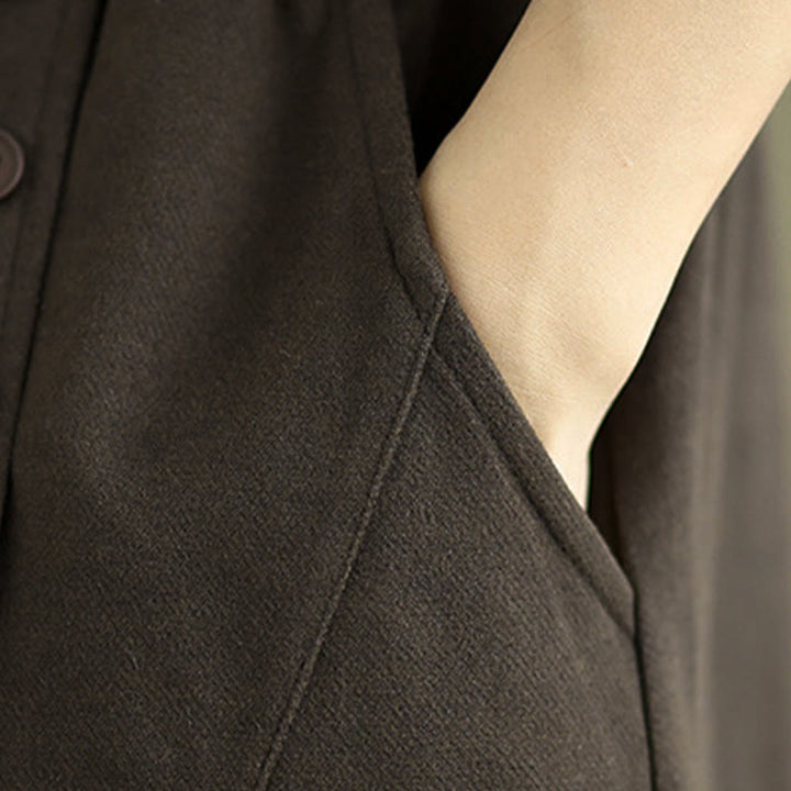 Buddha Stonesレディース 冬用 純色 コットン 7-8丈 伸縮性ウエストバンド ポケット付きスカート - image 8