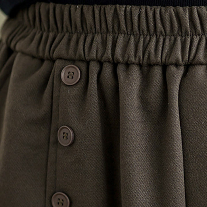 Buddha Stonesレディース 冬用 純色 コットン 7-8丈 伸縮性ウエストバンド ポケット付きスカート - image 6