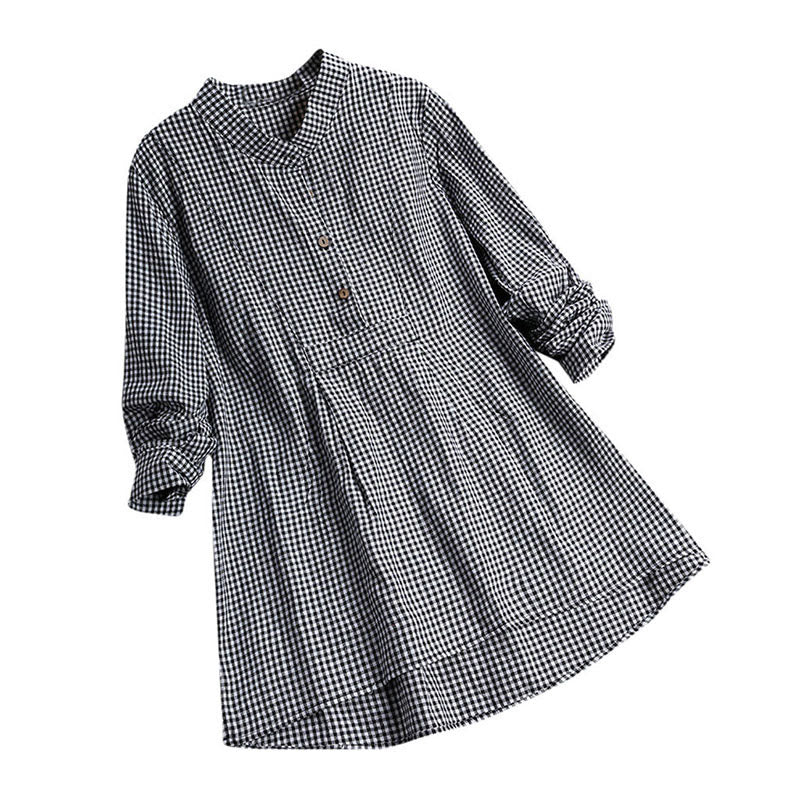 Buddha Stonesレディース ボタン 長袖 チェック柄 シャツ - 黒 - US16、 UK/AU20、 EU48 (5XL) - image 5