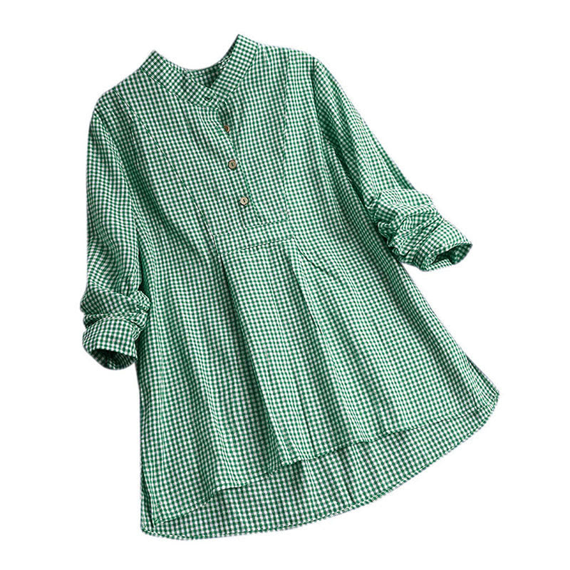 Buddha Stonesレディース ボタン 長袖 チェック柄 シャツ - スプリンググリーン - US16、 UK/AU20、 EU48 (5XL) - image 8