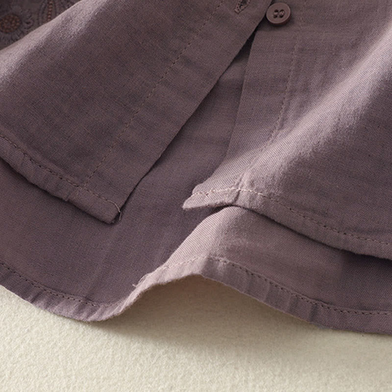 Buddha Stones刺繍花つる柄長袖レディースラペルシャツ - image 21