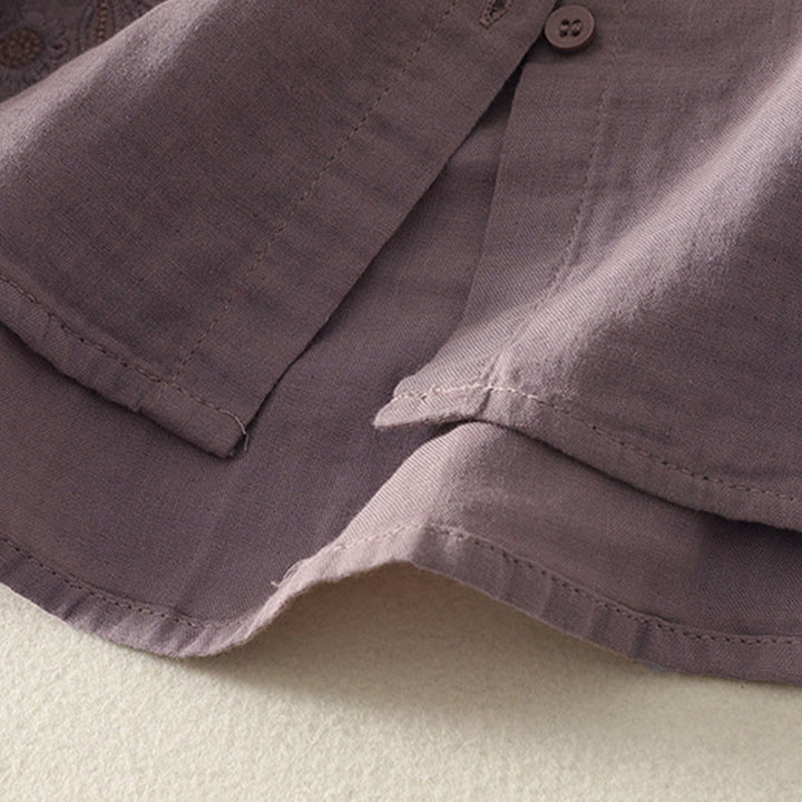 Buddha Stones刺繍花つる柄長袖レディースラペルシャツ - image 21