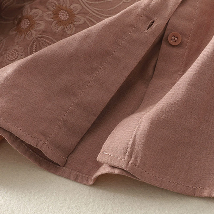 Buddha Stones刺繍花つる柄長袖レディースラペルシャツ - image 15