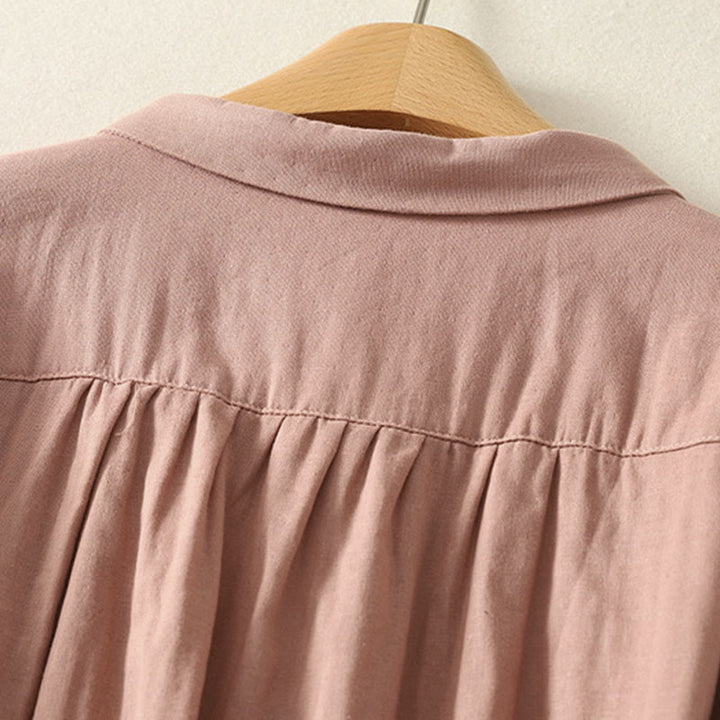 Buddha Stones刺繍花つる柄長袖レディースラペルシャツ - image 10