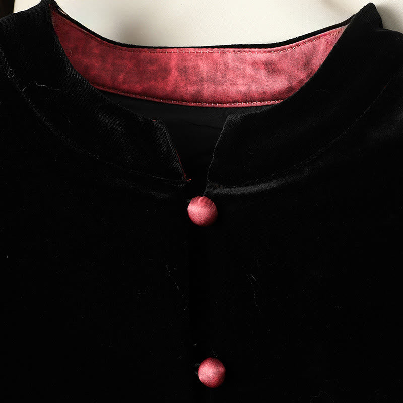 Buddha Stones吊り花デザインレディース長袖厚手ジャケット  - image 5