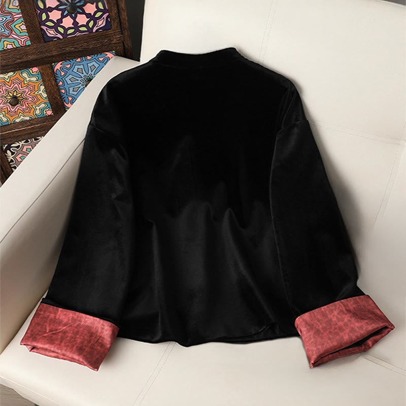 Buddha Stones吊り花デザインレディース長袖厚手ジャケット  - image 1