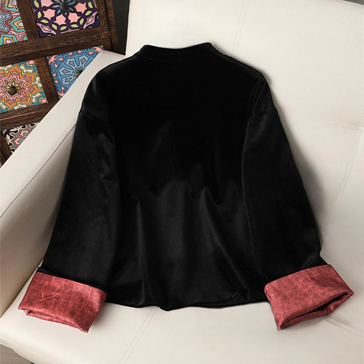 Buddha Stones吊り花デザインレディース長袖厚手ジャケット  - image 1