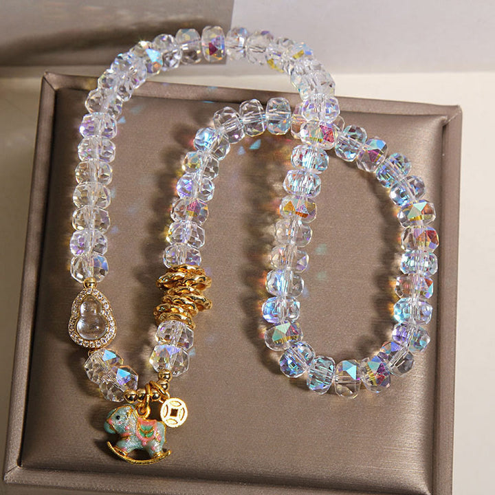 Buddha Stones中国の十二支 午年 クリスタルガラス 銅貨 ひょうたん ダブルラップブレスレット - image 11