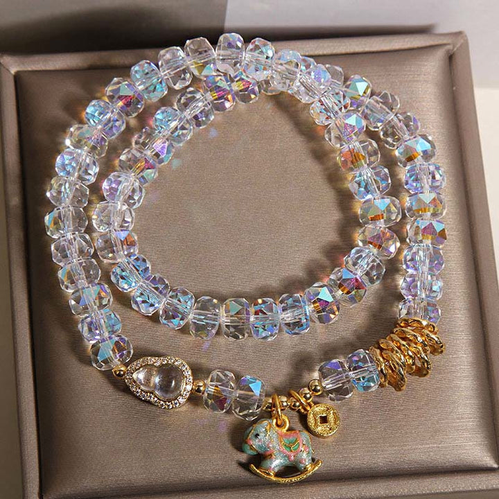 Buddha Stones中国の十二支 午年 クリスタルガラス 銅貨 ひょうたん ダブルラップブレスレット - image 9