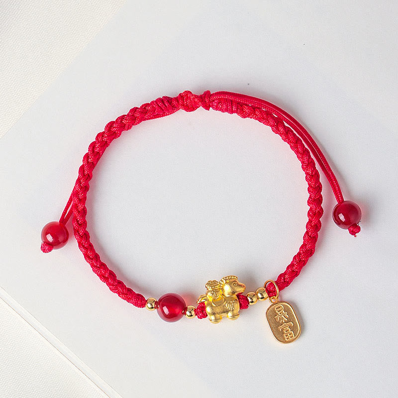 Buddha Stones999スターリングシルバー 馬年 平和と豊かさの成就ストリングブレスレット - image 1