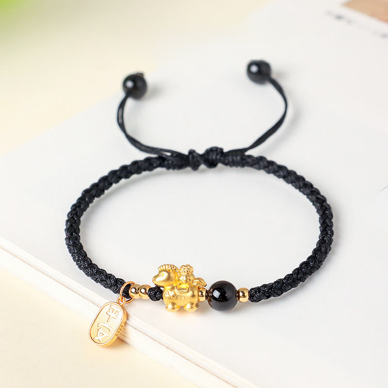 Buddha Stones999スターリングシルバー 馬年 平和と豊かさの成就ストリングブレスレット - ブラック（手首周り：14～18cm） - image 7