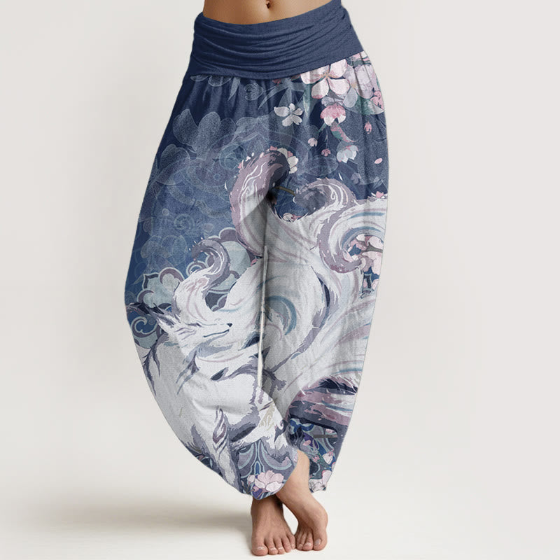 Buddha Stonesコットンフォックス チェリーブロッサム レディース 伸縮性ウエスト ハーレムパンツ - 海軍 - US22、 UK/AU26、 EU54 (6XL) - image 7