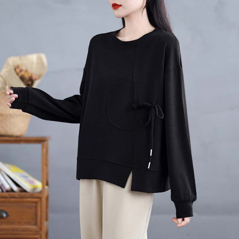 Buddha Stonesプレーン フロッグボタンデザイン クルーネック コットン レディース 長袖 スウェットシャツ - image 17