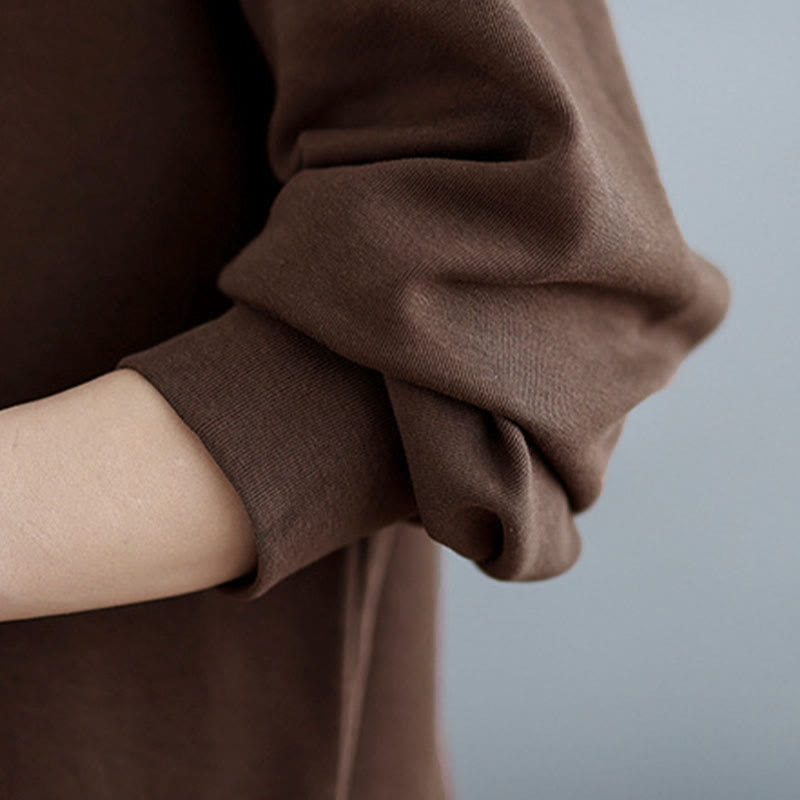 Buddha Stones秋冬 無地 アシンメトリーデザイン クルーネック 長袖 レディース コットン スウェットシャツ - image 11