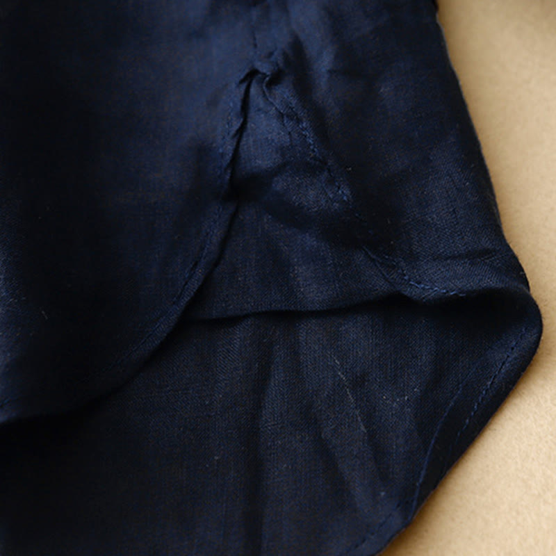 Buddha Stones無地 クルーネック ボタンデザイン レディース コットン 長袖シャツ - image 4