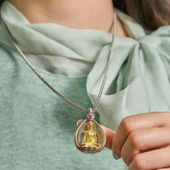 Buddha Stonesグリーンターラ 釈迦牟尼仏 銅メッキ シルバー カーブチェーン 幸運ペンダントネックレス - image 13