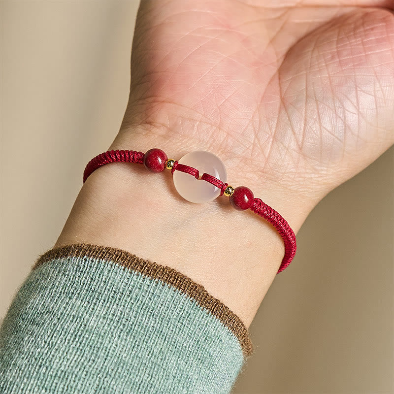 Buddha Stones平和のお守りチャームホワイトアゲートフラットノットダイヤモンドノット赤紐コネクションブレスレット - image 18