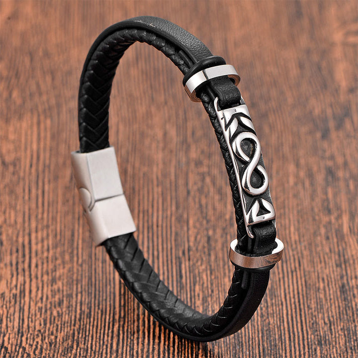 Buddha Stonesチタンスチール バランス マルチレイヤーレザー 8の字ブレスレット - シングルレイヤー（手首周り：18～19cm） - image 0