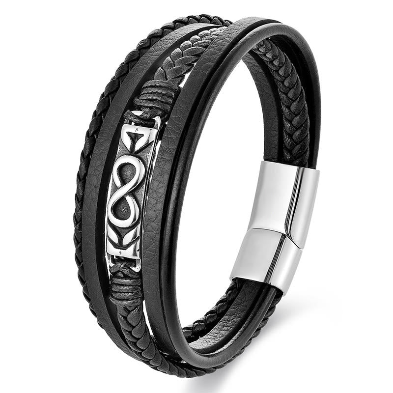 Buddha Stonesチタンスチール バランス マルチレイヤーレザー 8の字ブレスレット - 多層構造（手首周り：18～19cm） - image 8