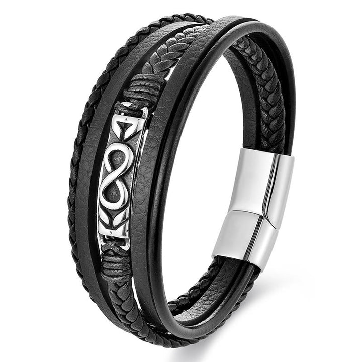 Buddha Stonesチタンスチール バランス マルチレイヤーレザー 8の字ブレスレット - 多層構造（手首周り：18～19cm） - image 8