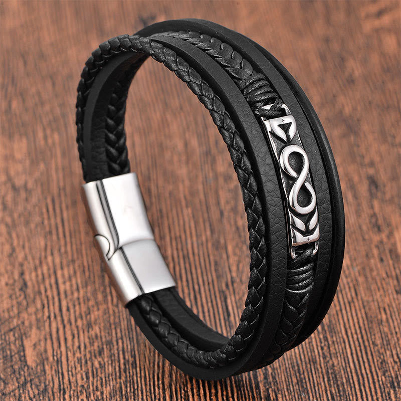 Buddha Stonesチタンスチール バランス マルチレイヤーレザー 8の字ブレスレット - image 11