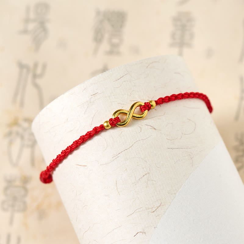 Buddha Stones インフィニティチャーム付き赤紐調節可能守護ブレスレット - image 4