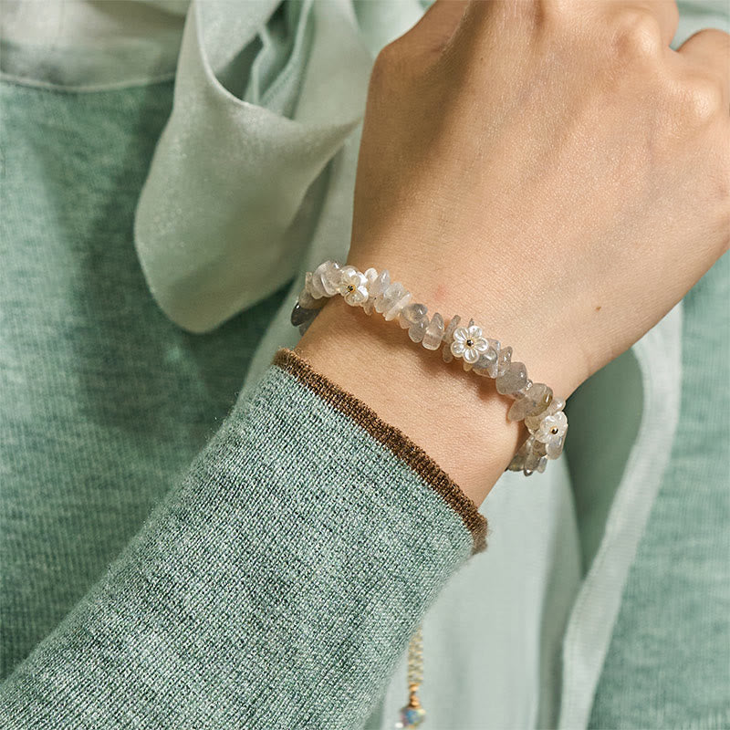 Buddha Stones不規則な水晶の花のデザイン アメジスト ホワイトクリスタル バランスブレスレット - image 22