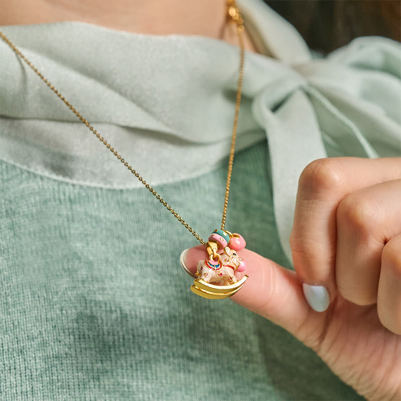 Buddha Stonesカラフル 馬年 24K 金メッキ 銅製 ネックレス ペンダント - image 5