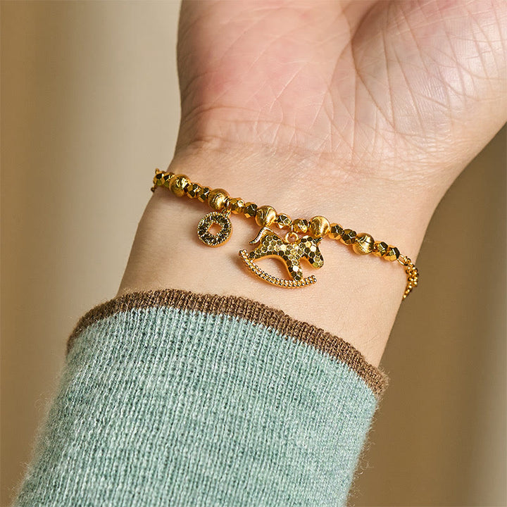 Buddha Stones中国干支 午年 24K金メッキ銅コイン幸運ブレスレット - image 7