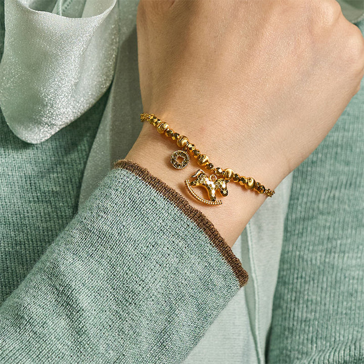 Buddha Stones中国干支 午年 24K金メッキ銅コイン幸運ブレスレット - image 6