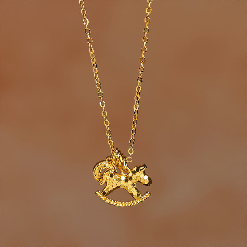 Buddha Stones馬年 24K金メッキ銅コインネックレスペンダント - image 2