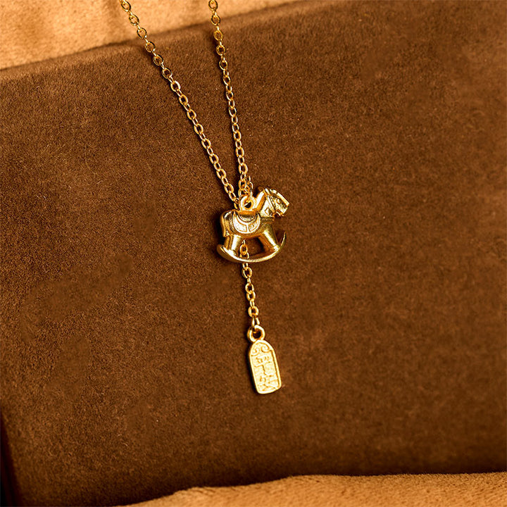 Buddha Stones馬年 24K金メッキ銅製 平和なネックレスペンダント - image 4