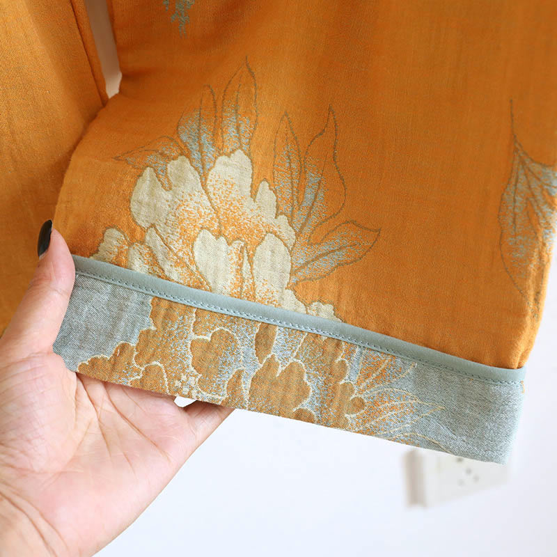 Buddha Stones 2点 カエルボタンプリント 長袖カーディガン シャツ パンツ ポケット付き コットン セット  - image 17