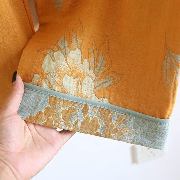 Buddha Stones 2点 カエルボタンプリント 長袖カーディガン シャツ パンツ ポケット付き コットン セット  - image 17