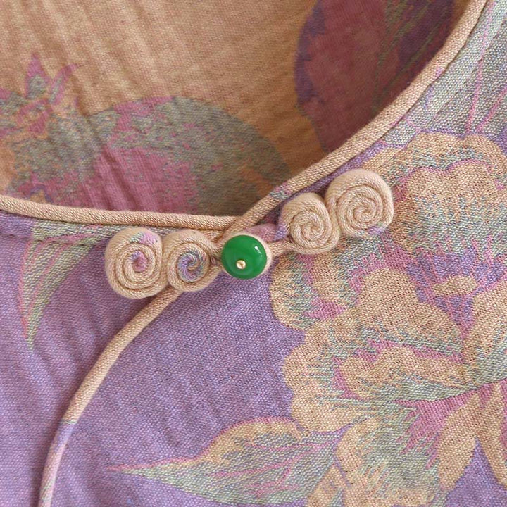 Buddha Stones 2点 花柄 長袖 クルーネック ボタンシャツ パンツ ポケット付き コットン セット  - image 10