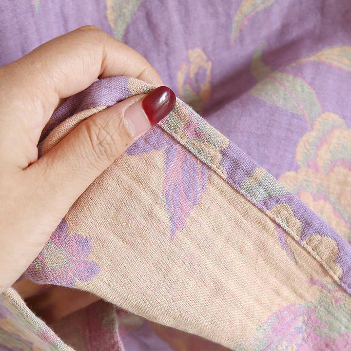 Buddha Stones 2点 花柄 長袖 クルーネック ボタンシャツ パンツ ポケット付き コットン セット  - image 15