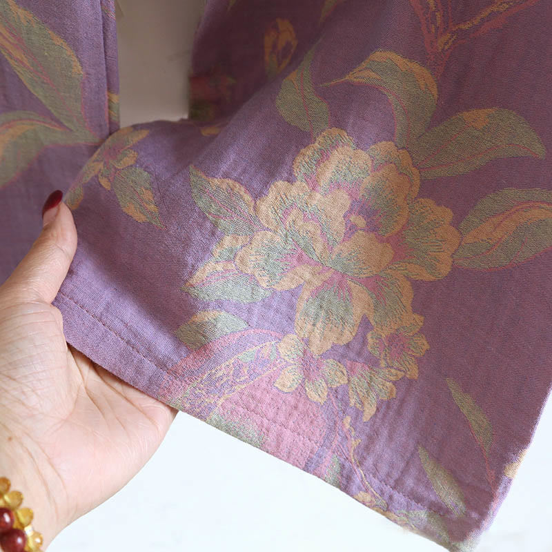 Buddha Stones 2点 花柄 長袖 クルーネック ボタンシャツ パンツ ポケット付き コットン セット  - image 18