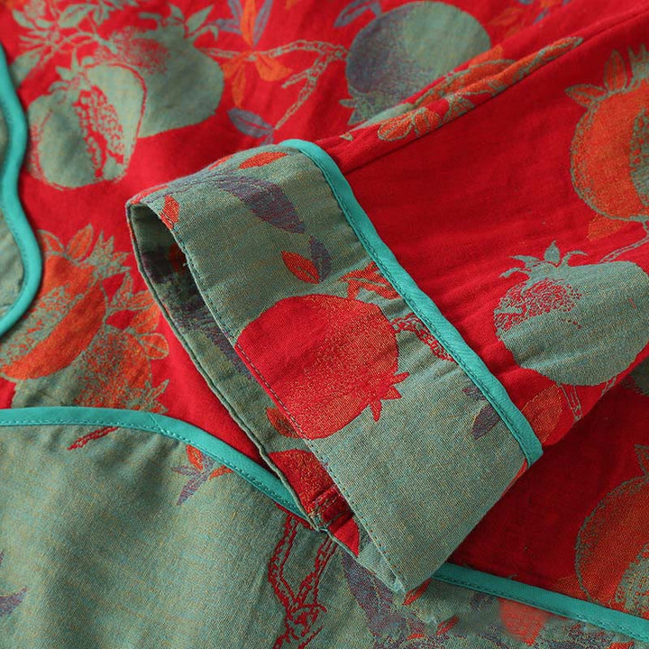 Buddha Stones 2点セット パッチワーク 長袖 カエルボタン シャツ パンツ ポケット付き 純綿 セット  - image 8