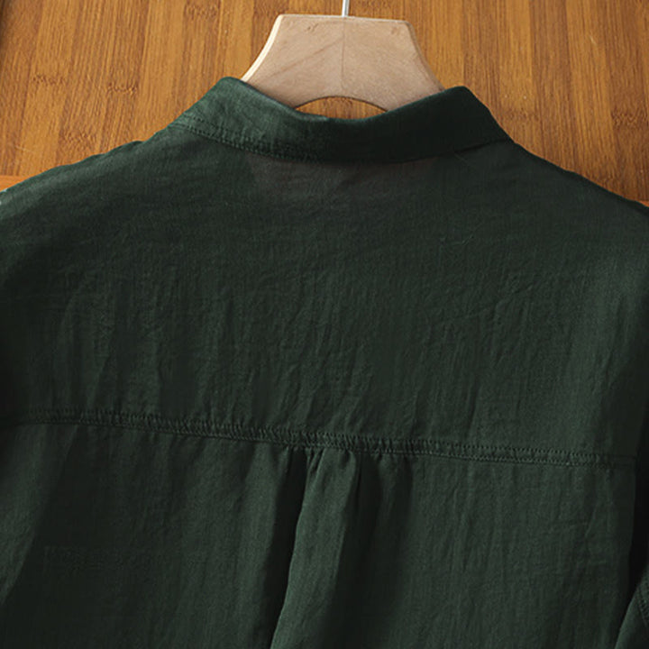 Buddha Stones秋冬通勤用ラペルレディース長袖シャツ（ポケット付き） - image 5