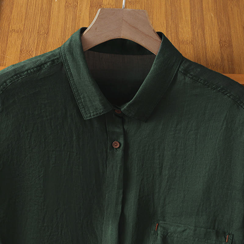 Buddha Stones秋冬通勤用ラペルレディース長袖シャツ（ポケット付き） - image 3