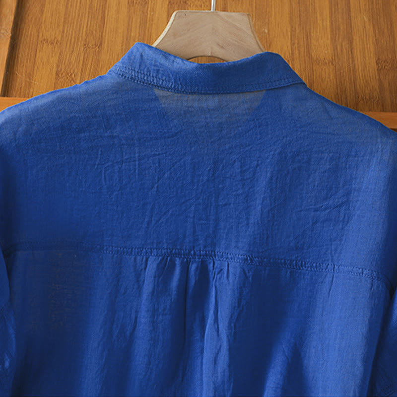 Buddha Stones秋冬通勤用ラペルレディース長袖シャツ（ポケット付き） - image 21