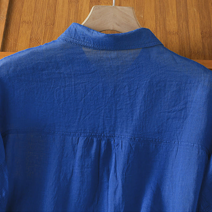 Buddha Stones秋冬通勤用ラペルレディース長袖シャツ（ポケット付き） - image 21