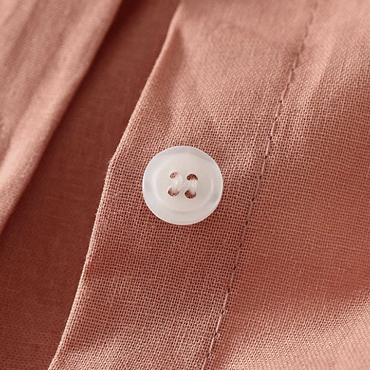 Buddha Stones秋冬 無地 ラペルボタン 長袖 コットン ミディドレス ポケット付き - image 6